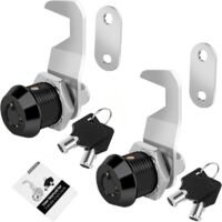 Serrure à came tubulaire 2 pièces – 5/8 pouces noir – Pour boîte à outils, armoire, meuble RV – Clé incluse