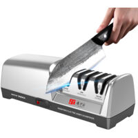 TG2302 Aiguiseur de couteaux électrique 15 et 20 degrés Système à 3 étapes Aiguiseur de couteaux en acier inoxydable pour couteaux de cuisine avec fonction d'affûtage et de polissage rapides