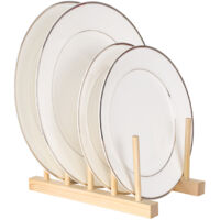 Multi-purpose Wooden Dish Rack Dishes Drying Drainer Storage Stand Holder Kitchen Cabinet Organizer for Dish/Plate/Bowl/Cup/Pot Lid/Book
