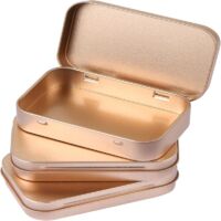 MIDELONG 3 Pack Metal Rectangular Hinged Tins Box with Lid Mini Portable Box Empty Craft Containers Small Storage Kit Home Outdoors Organizer for Soap Mint Cookie 3.8x2.4x0.8 inch, Rose Gold