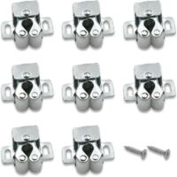 8Pcs Cabinet Latch Double Roller, Double Roller Strong Hold Cupboard Cabinet Door Catches with Screws, Strong Hold Cupboard Cabinet Door Catches, for Home Furniture Cabinet Cupboard (Silver).