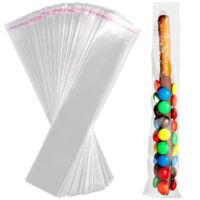 100 Pcs Self Sealing Cellophane Bags 2x10 Inches Clear Pretzel Rod Bags, Resealable Bag for Packaging ICY Candy Popsicle,Gifts, Favors, Products