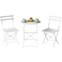 Set de bistro pliant 3 pièces blanc – Table + 2 chaises, résistant aux intempéries
