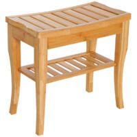 Tabouret de Douche en Bambou, Banc Imperméable Antidérapant, Siège de Bain Épais avec Rangement, Pour Spa Rasage Change Chaussures, Charge 100kg