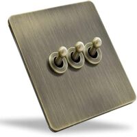 Interrupteur À Levier Rétro Bronze Brossé, Panneau Acier Inoxydable, Mécanisme À Cadran, Pour Rénovation Maison, Type 86