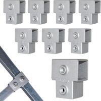 Lot de 8 Raccords en T Carrés 25x25 mm, Connecteurs pour Tube Carré, Clôture, Garde-Corps, Brides d’Extrémité, Accessoires de Fixation