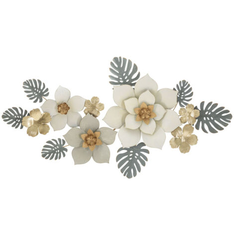 Decorazione in Metallo 3D Fiori 9, Metallo, Multicolore, 134,6x7,6x69,9 cm