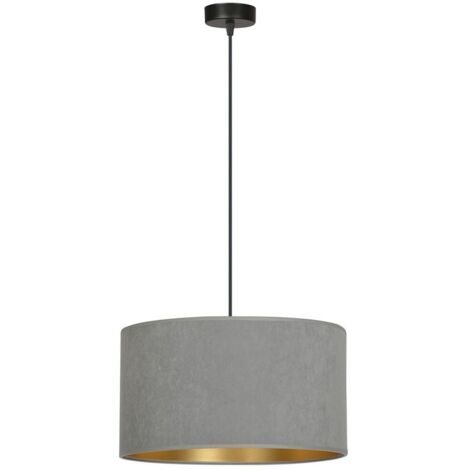 Lampada a Sospensione Hilde, Acciaio verniciato a polvere, Tessuto, Nero, Grigio, 35x100x35 cm (1/5)