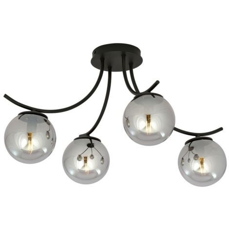Lampada a Soffitto Boston, Acciaio verniciato a polvere, Vetro, Nero, Grigio, 70x37x65 cm (1/5)