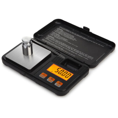 Balance de Cuisine, 50g/0.001g Balance de Poche Numérique, Balances Alimentaires de Précision 0,001 g, avec Étalonnage Poids 50g, Pince à Épiler, Fonction de Tare, LCD Rétroéclairé