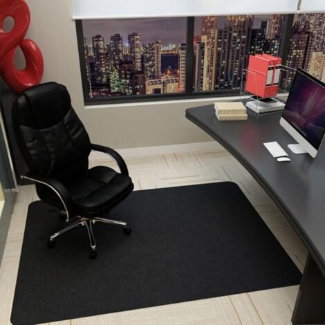 Tapis de chaise de bureau pour sols en bois dur, tapis de chaise d'ordinateur, tapis de chaise de bureau antidérapant, tapis de protection pour la maison, le bureau,Noir carbone，90×120cm