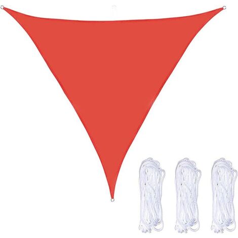 Voile d'ombrage triangulaire imperméable et anti-UV avec 3 cordes de fixation pour extérieur, terrasse, cour, jardin - 2 x 2 x 2 m (1/4)