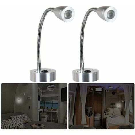 2 x 12V Lampe de Lecture, Liseuse Commuté individuellement Tête réglable pour VR camping-car pour Livre-jaune 3500K
