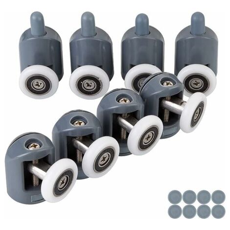 Lot de 8 Roulettes pour Porte de Douche,Roulettes Cabine de Douche pour Salle de Bain  (4 Supérieures et 4 Inférieures) (1/5)