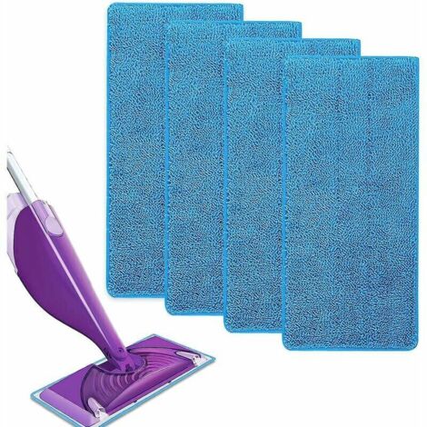 Reutilisable pour Swiffer WetJet Spray Balais Lavables en Microfibre pour le Nettoyage des Sols4 Remplacement Lingettes (Bleu (4pcs)) (1/5)