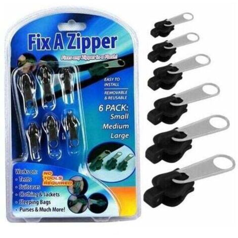 Accessoires couture，Curseur Fermeture Eclair Clipsable, Zip Fermeture Eclair, Zlideon Curseur Zip Fermeture Eclair, Metallique Fermetures Éclair Kit De Réparation Pour Vêtements, Sac,Vestes,