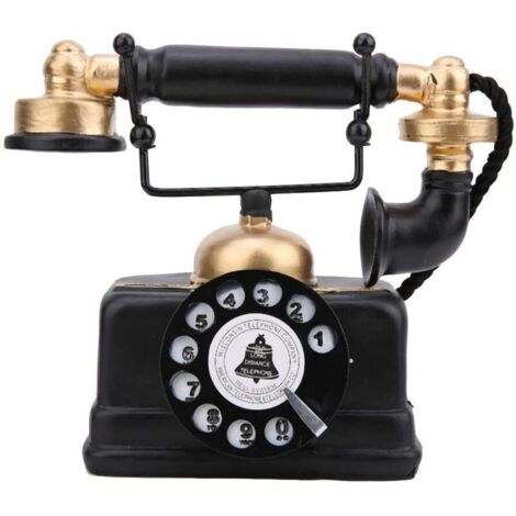 Antique tlphone Accessoire rtro Rotatif Filaire Ancienne Mode tlphone Fixe Antique dcor de Bureau Domicile pour caf Bar Figurine rtro Filaire Filaire tlphone Fixe Ornement Statue (1/5)
