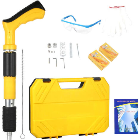 Mini Pistolet à Clous , 5 Vitesses Réglable Portable Pistolet à Ongles Manuel, Cloueur Beton, Menuiserie et Décoration, Clous D'air Intégrés pour Murs en Briques Rouges, Murs en Béton,jaune