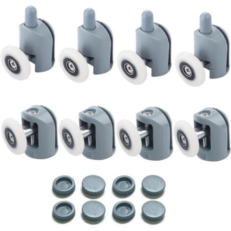 8 Pièces Roulette Porte Coulissante, pour Porte de Douche 23mm Galets de Porte de Douche Roulettes Cabine de Douche pour Salle de Bain, 4 Supérieures et 4 Inférieures, (1/5)