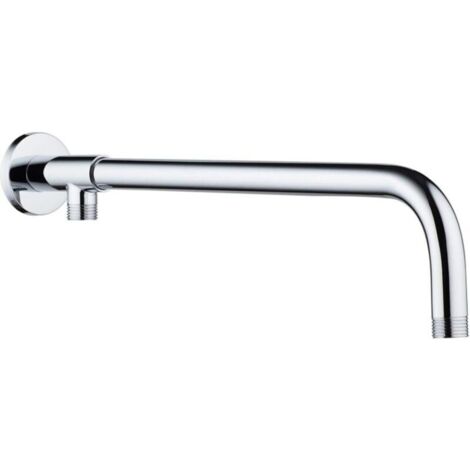 Bras de pommeau de douche chromé poli avec support en laiton à fixation murale 48 cm en acier inoxydable pour pommeau de douche fixe (1/5)