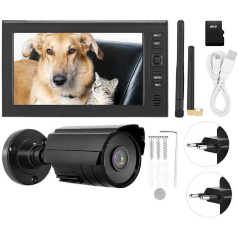 7 pouces LCD sans fil WIFI 4CH système de surveillance de sécurité affichage + caméra 1pc caméras IR carte mémoire ue A