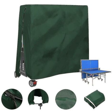 Housse de protection imperméable et anti-poussière pour table de tennis de table extérieure Housse de protection pour table de ping-pon 165 x 70 x 185 cm Vert A(Table non incluse, couvercle seulement) (1/4)