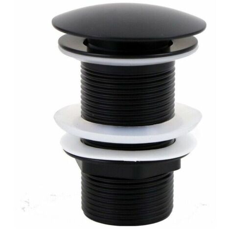 Bonde de Lavabo Press Universel sans Trop plein Noir Filtre Lavabo Bonde Pop Up Anti-Blocage Résistant à la Corrosion Bonde de Vidage Laiton, Accessoires pour Cuisines, Bain, Lavabo, Évier, (1/5)