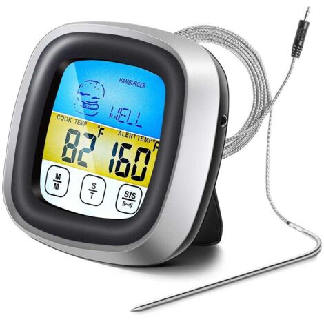 Thermomètre à viande numérique pour four, barbecue, cuisine, cuisson des aliments avec 1 sonde et minuterie, écran LCD (1/5)