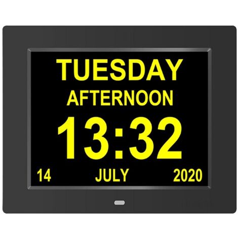 Horloge Numérique Calendrier Horloge Alzheimer Horloge Démence 8" LCD avec Date, Jour Et Heure, C'est pour Les Parents, Grands-Parents (1/4)
