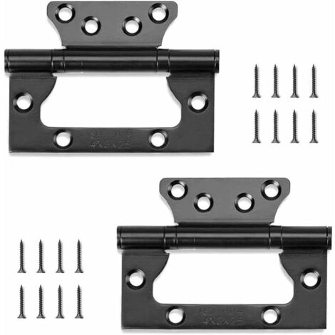 2 Pcs 4In Paumelles Charniere Porte de Porte Pliantes Charnières de Porte en Acier Inoxydable Pour Meubles Matériel Armoire Garde Porte Tiroir(Noir) (1/5)
