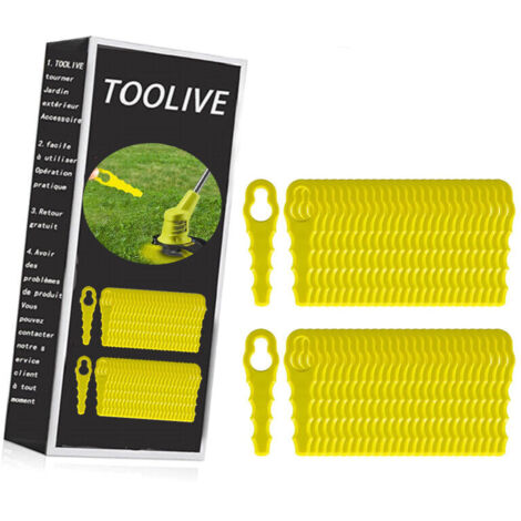 Lot de 100 Lames de Rechange compatible pour Ryobi Coupe Bordure, Têtes Double Lames Dentelées RAC155 RAC157 RAC158 (1/5)