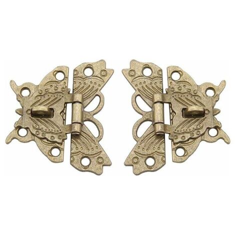 2Pcs Loquet Rétro en Forme de Papillon Loquet Décoratif Loquet de Blocage du Cadenas pour Boîte à Bijoux Armoire (1/5)