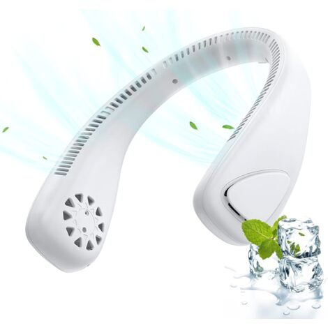 Ventilateur Cou, Ventilateur de Cou Portable, Mini Ventilateur de Nuque USB, Ventilateur Sans Pale Silencieux, Ventilateur Portable Rechargeable de Poche 2000mAh 3 Speeds Travail Sport Travel Outdoor