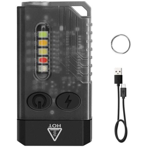 L02 Mini lampe de poche rechargeable EDC 1000 lumens (noir), lumière UV 365 nm, source de lumière multicolorepetite lampe de poche LED ultra puissan