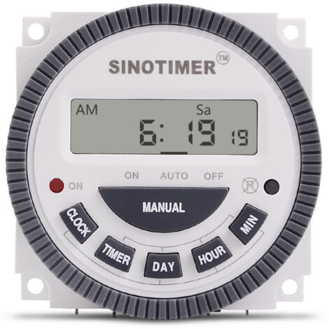 Interrupt de minuterie numérique LCD TM619, programmable hebdomadairement, modèle plus fin, 16 A, 1 NO + 1 NC (TM619-3 220 V) (1/5)