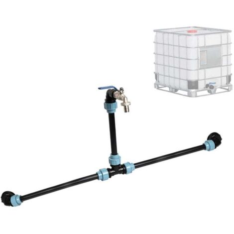 Kit de raccordement IBC S60 x 6 IBC pour 2 réservoirs IBC côte à côte / réservoir de pluie avec col de Cygne de 3/4" pour robinet de jardin