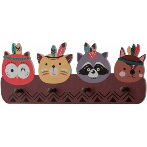 chambre Porte-Manteau murale Porte-manteau Sac Hanger Serviettes rack Enfants muraux décoratifs Portemanteau animal mignon enfants Manteau Hanging crochets avec 4 crochets Portemanteau (1/5)