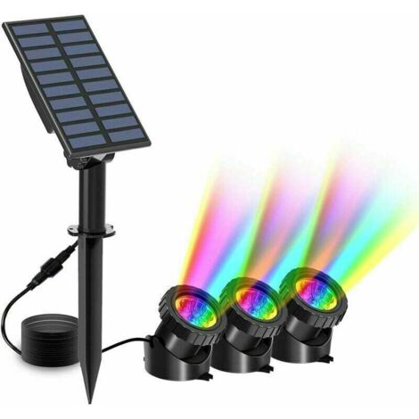 Lampe de bassin solaire 3 pièces, projecteur sous-marin solaire à 2 modes, lumière de bassin étanche IP68 (1/5)