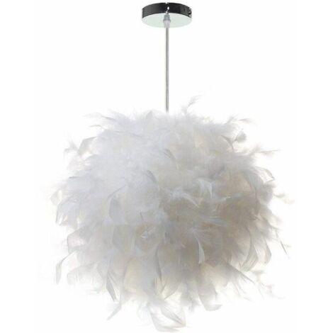 Lustre Suspension luminaire en plume blanche design forme sphère E27 40W pour Chambre Décoration Cadeau d'enfant (1/5)