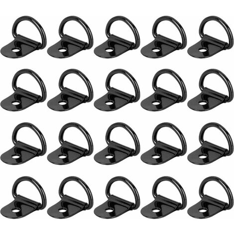 Anneaux D'arrimage à Anneau en D 20 Pièces Anneau d'Arrimage en Acier Inoxydable Anneaux Arrimage pour Remorques Machinerie Lourde Outils Électriques Camping 36x25mm Noir (1/5)