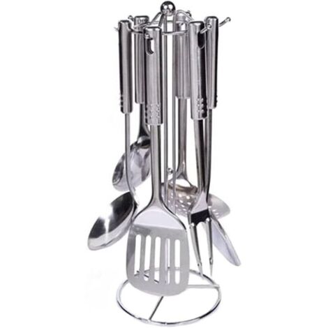 Cuisine Ensemble d'Ustensiles, 7 Pièces Ustensiles de Cuisine, Set d'Ustensiles Cuisine Acier Inoxydable, Lavable au Lave-Vaisselle, Facile à Nettoyer, pour Cuire Toutes Sortes d'Aliments (1/5)