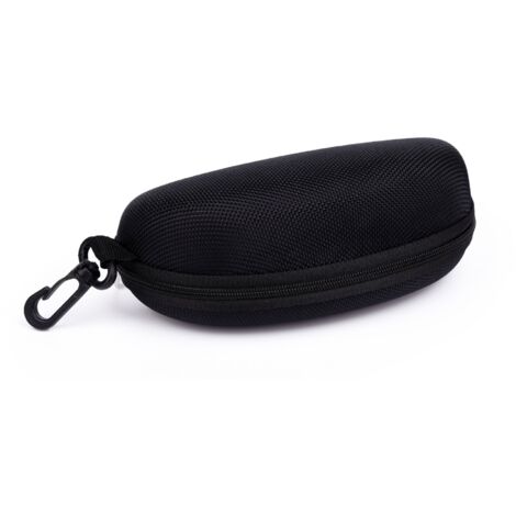 Étui à Lunettes Semi-Rigide, Boîte à Lunettes de Soleil en avec Crochet en Métal, Étui de Protection pour Lunettes à Fermeture Éclair avec Chiffon pour Homme Femme