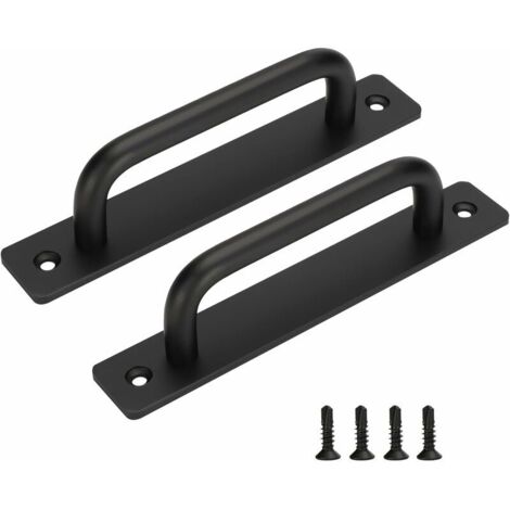 Lot de 2 Poignée Porte Coulissante Poignée de Porte Noire Poignee de Meuble Cuisine Noir Matte Poignée Meuble Cuisine Noir en Alliage d'Aluminium Entraxe 128mm,, (1/5)