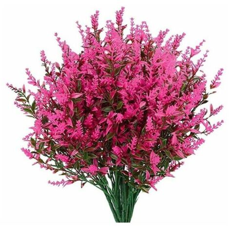 Pièce Plastique Fausses Fls Extéries Résistantes Aux UV Fausses Fls Plantes Fls Décoratives pour Arrangement Floral Maison Décoration De Jardin (Fuchsia)