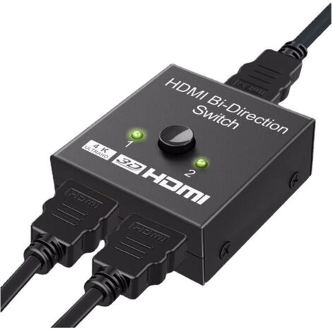 Switch HDMI 4K 60Hz, Splitter HDMI Aluminum Commutateur HDMI Bidirectionnel Manuel 1 Entrée 2 Sorties ou 2 Entrées 1, Support 4K 3D 1080P HDCP 2.2 HDR avec PS5 PS4 Xbox Blu-Ray Lecteur DVD PC TV Box