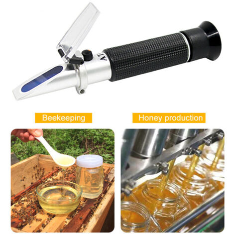 Réfractomètre à miel, Brix, Baume et Eau Humidité Testeur 3 en 1. Plage de mesure de l'humidité de l'eau 58-90% Brix, 38-43 Be' et 12-27% pour miel, apiculture (1/5)