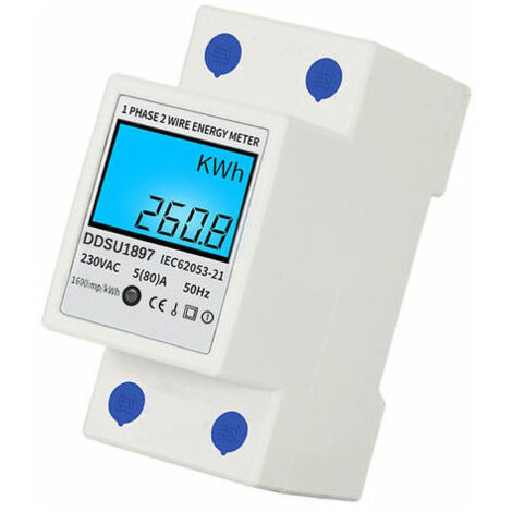 Compteur d'energie electrique de type rail anglais compteur electrique monophase domestique 220V compteur de watt-heure affichage numerique multi-fonction multi-affichage 80A ecran multifonction + ret (1/5)