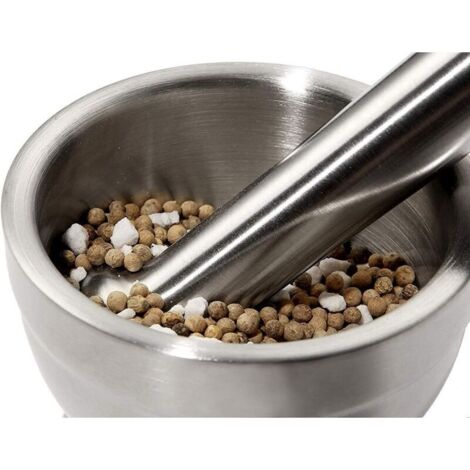Praknu Mortier Pilon Cuisine en Granit 15 cm - Pilon Extra Long & Base Élégante en Bois FSC
