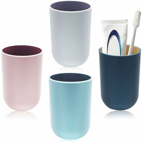 4PCS Gobelet à Dents, Porte-Brosse à Dents en Plastique pour Salle de Bain, Gobelet Réutilisable, Gobelet Multifonctionnel (1/5)