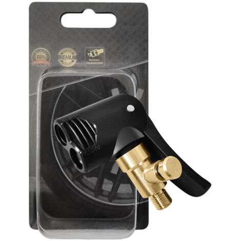 Adaptat de valve de pneu de voiture, buse de gonflage, adaptat de valve, tête de pompe de remplacement filetée avec double valve pour pneus de voiture, de vélo et de moto (1/5)